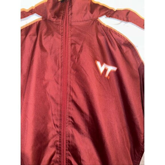 Virginia Tech Windbreaker Running Track Jacket Genuine Stuff Size XL Hidden Hood - Picture 2 of 6